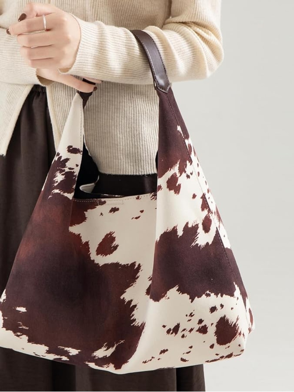 Commense Cow Print Hobo Bag - Picture 4 of 14